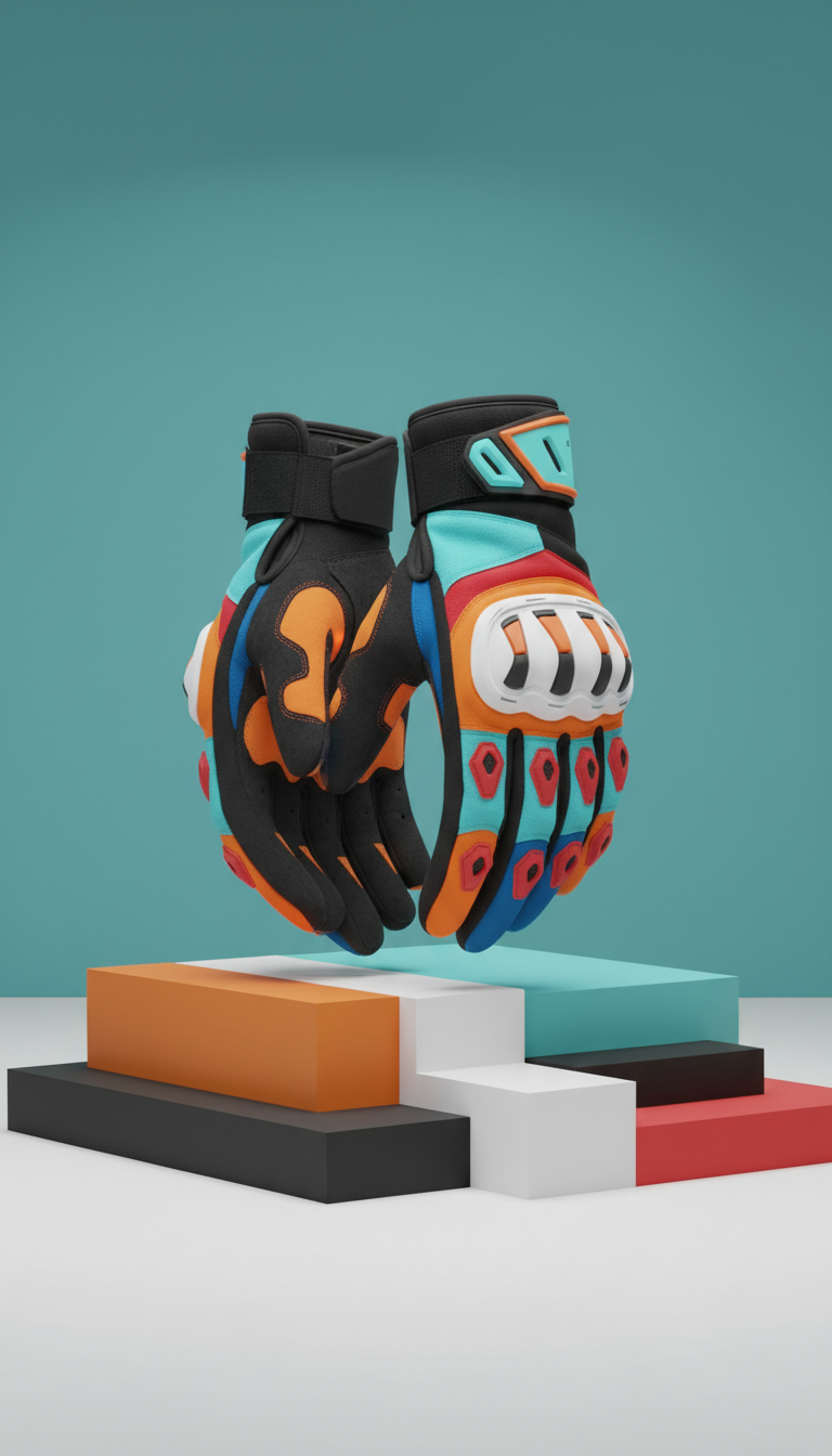 Technical riding gloves with reinforced knuckles